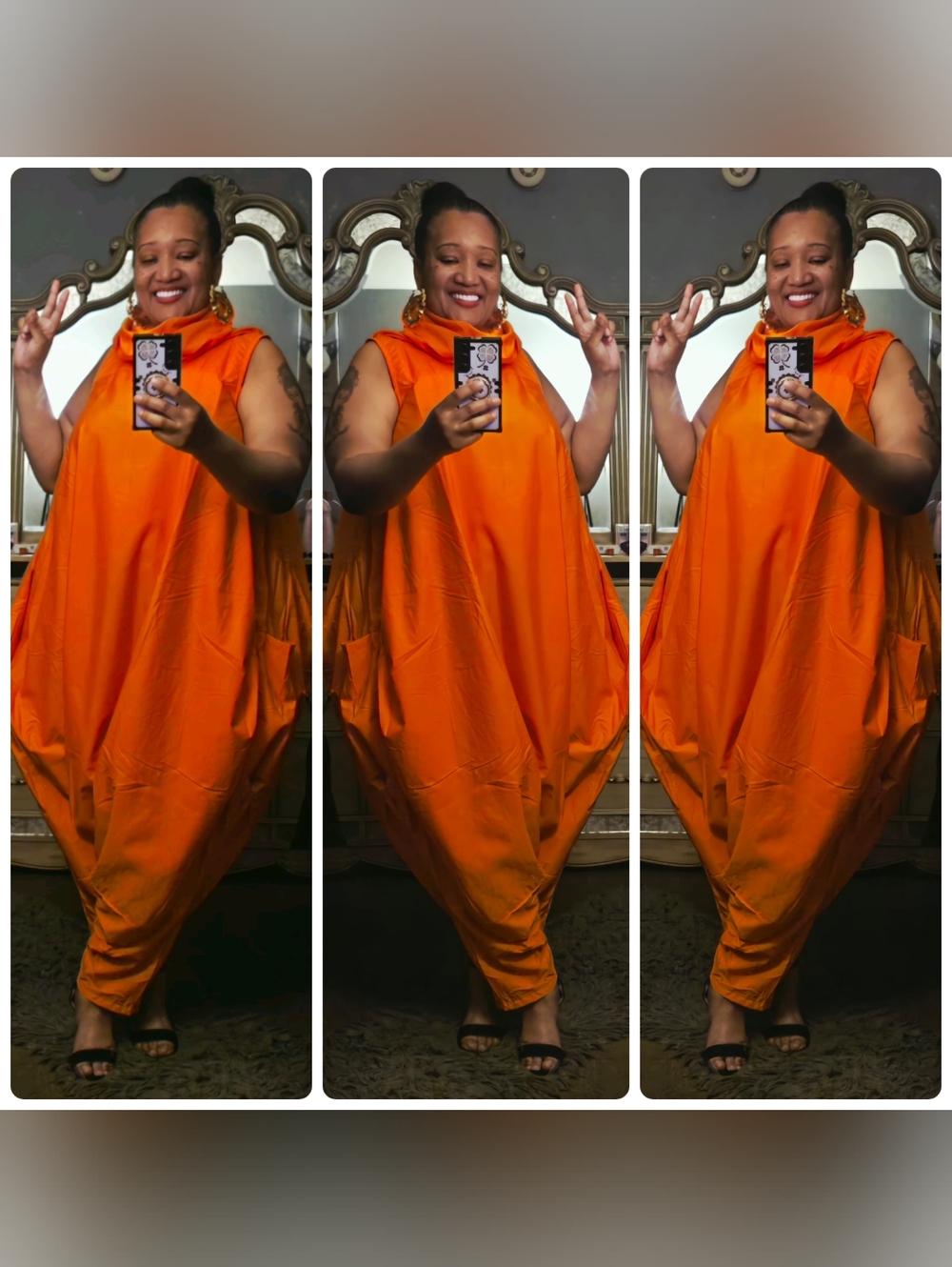 Vibrant Orange Draped Harem Jumpsuit